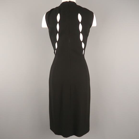 JIL SANDER Size 8 Black Back Cutouts V Neck Sleeveless Shift Dress - Picture 3 of 5